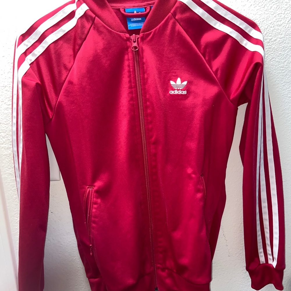 Youth fuchsia adidas zip up